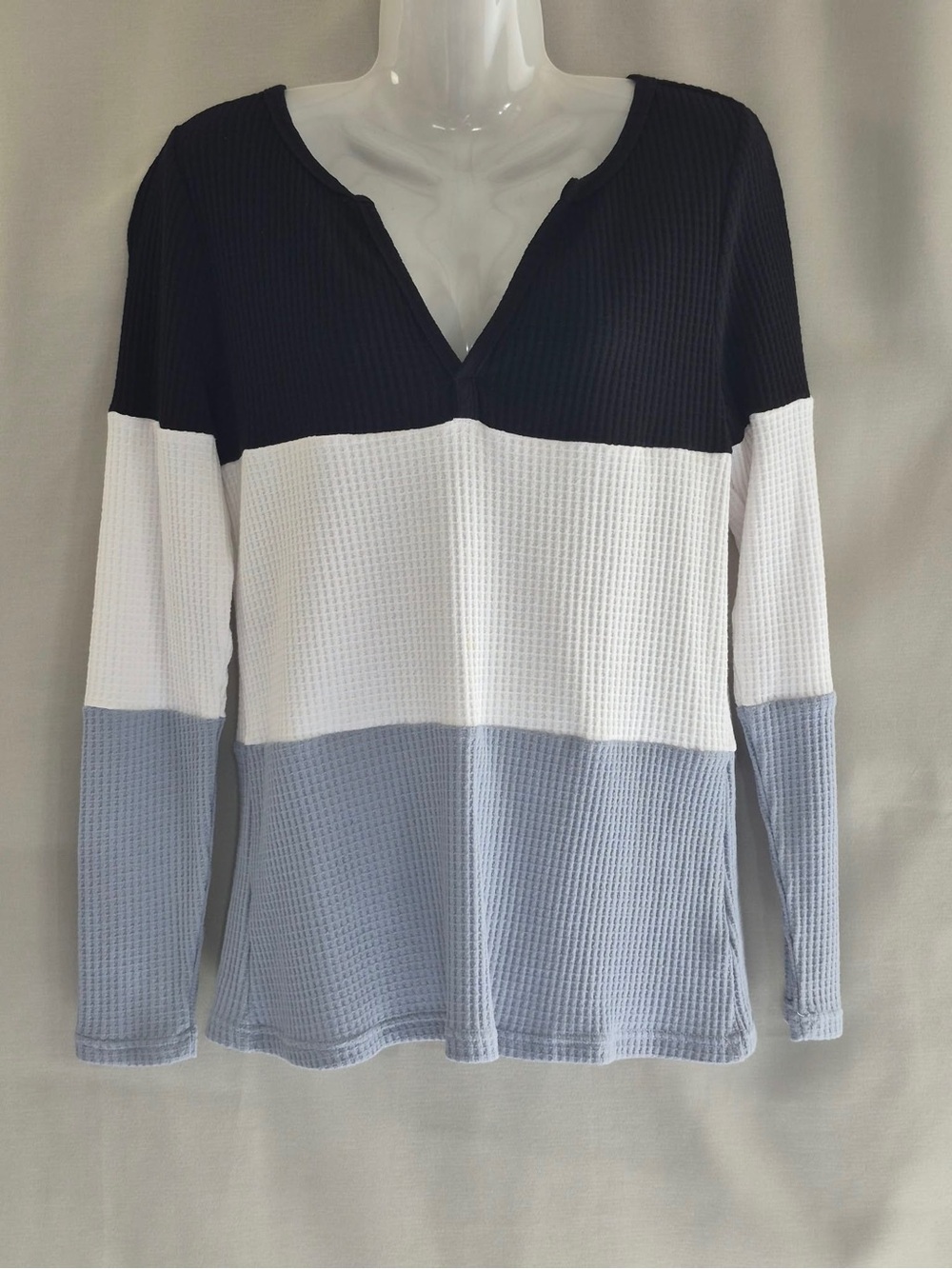 Color Block Long Sleeve Top in Black & White